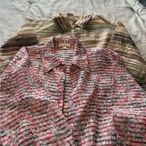 Set of 2 Choices sheer 3/4 sleeves layering blouses size large